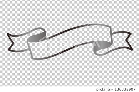 シルバーの洗練されたリボンフレーム 光沢感のある見出しバナー 136338907