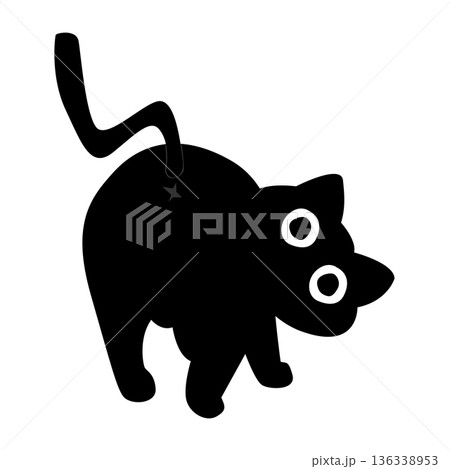 A black cat turns around to look. cartoon A black cat turns around to look. cartoon 136338953
