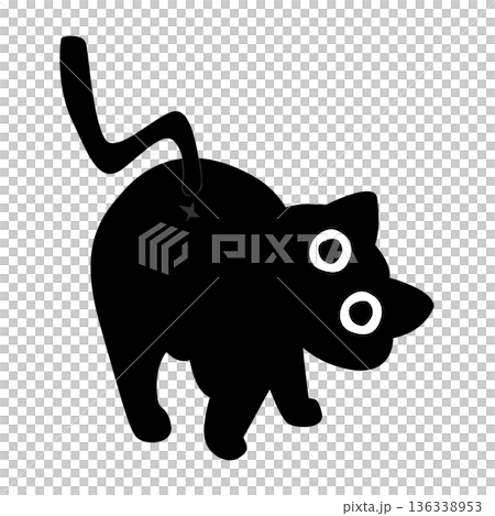 A black cat turns around to look. cartoon A black cat turns around to look. cartoon 136338953
