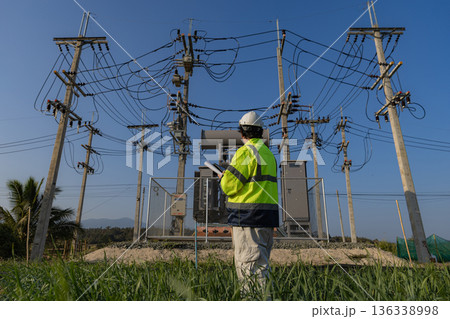 Electrical engineer working in site Electrical engineer working in site 136338998