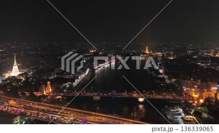 Pagoda and bridge in Bangkok at night Pagoda and bridge in Bangkok at night 136339065