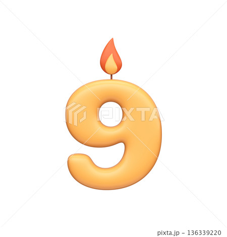Number Nine Birthday Candle 3D Icon 136339220