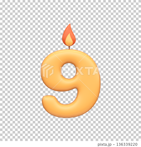 Number Nine Birthday Candle 3D Icon 136339220