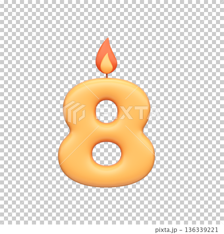 Number Eight Birthday Candle 3D Icon 136339221