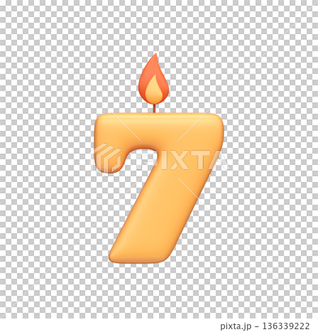 Number Seven Birthday Candle 3D Icon 136339222
