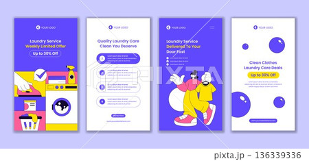 Hand Drawn Laundry Service Social Media Stories with Flat Cartoon Style Illustration Hand Drawn Laundry Service Social Media Stories with Flat Cartoon Style Illustration 136339336