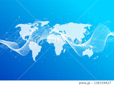 Abstract global technology network connection. World map point and line composition concept of global business. Vector Illustration 136339427