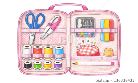 小学生用裁縫セット 収納クラフトバッグイラスト 136339433