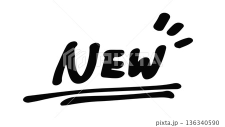 装飾された手描きのNewの文字のイラスト 装飾された手描きのNewの文字のイラスト 136340590