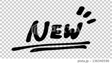 装飾された手描きのNewの文字のイラスト 装飾された手描きのNewの文字のイラスト 136340590