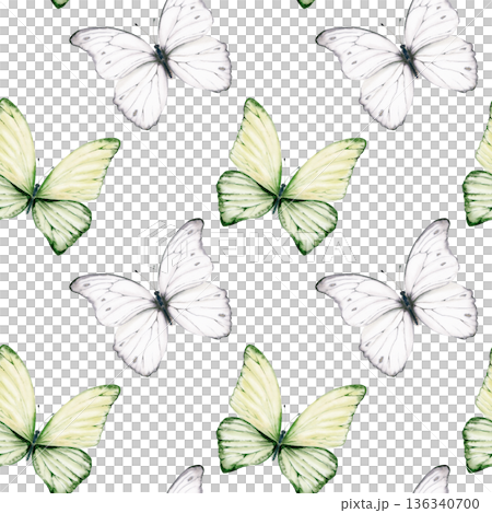 Butterfly in flight in shades of green and white in seamless pattern,symbolizing forest magic and Celtic ancestral spirits.Watercolor insect for fantasy themes,heritage branding,nature inspired art Butterfly in flight in shades of green and white in seamless pattern,symbolizing forest magic and Celtic ancestral spirits.Watercolor insect for fantasy themes,heritage branding,nature inspired art 136340700