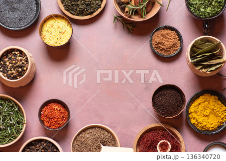 Artful Display Of Spices: A Visual Feast Of Culinary Inspiration 136340720