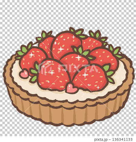 Cute Strawberry Tart Illustration with Cream Filling and Fresh Berries in Kawaii Hand Drawn Valentine Bakery Dessert Style Cute Strawberry Tart Illustration with Cream Filling and Fresh Berries in Kawaii Hand Drawn Valentine Bakery Dessert Style 136341133