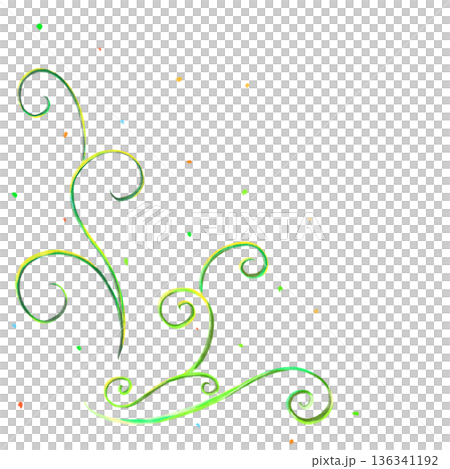Simple artistic green swirled stems with colorful dots decoration illustration Simple artistic green swirled stems with colorful dots decoration illustration 136341192