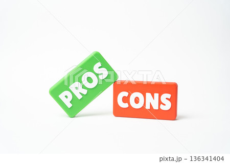Pros and cons. Predominance of positive qualities over negative ones. Balanced evaluation guides decisions. Analytical thinking helps compare risks, benefits and strategic choices. 136341404