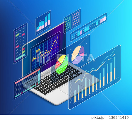 Analytics business data, graphs and charts 136341419