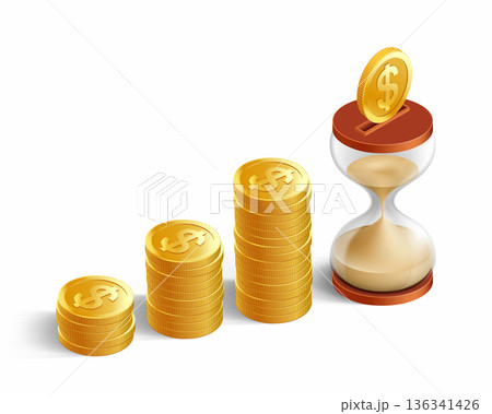 Growing financial chart from stacks of coins. Growing financial chart from stacks of coins. 136341426