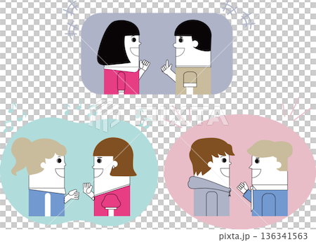 兩個木偶般的人物正在對話的插圖 136341563