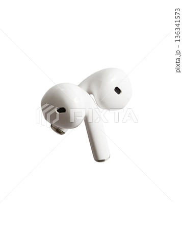 White modern wireless headphones isolated on white background. Copy space 136341573