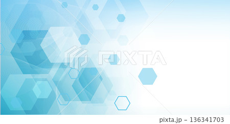 Health care or medical abstract background with hexagons, lines and dots. Scientific innovation banner template concept. Biology and pharmaceutical technology background. illustration. Health care or medical abstract background with hexagons, lines and dots. Scientific innovation banner template concept. Biology and pharmaceutical technology background. illustration. 136341703