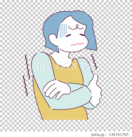 寒気がする人のイラスト ガクガク ブルブル 震える人 136341765