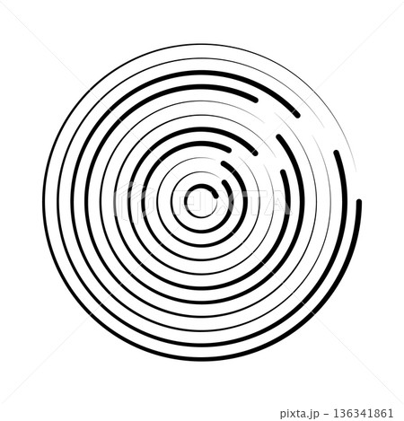 Halftone speed lines circle. Geometric art in circle form. Round swirl movement symbol. Halftone circular frame. Vector design element Halftone speed lines circle. Geometric art in circle form. Round swirl movement symbol. Halftone circular frame. Vector design element 136341861