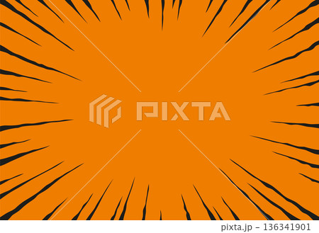 Comic book background featuring black speed lines radiating outward from it, creating an zoom visual effect 136341901