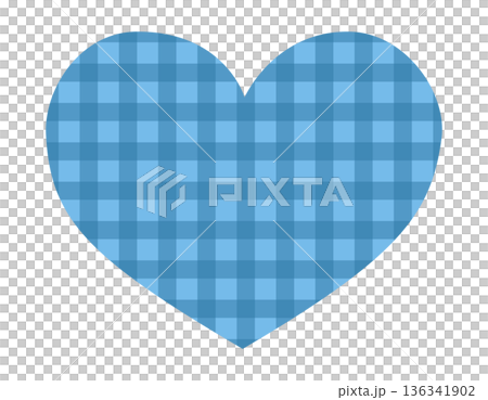 藍色簡約格紋心形相框布料 136341902