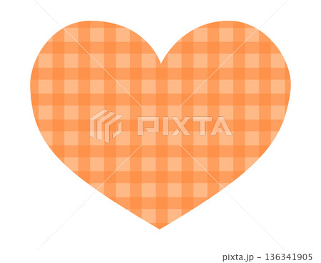 チェック柄ハートのシンプルなフレーム素材 オレンジ チェック柄ハートのシンプルなフレーム素材 オレンジ 136341905