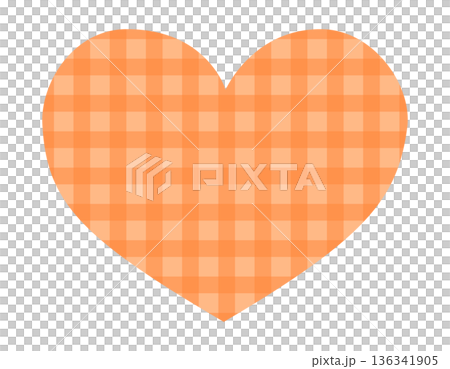 チェック柄ハートのシンプルなフレーム素材 オレンジ チェック柄ハートのシンプルなフレーム素材 オレンジ 136341905