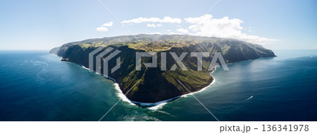 Super drone panorama of Ponta do Pargo Madeira Portugal, cape and lighthouse 136341978