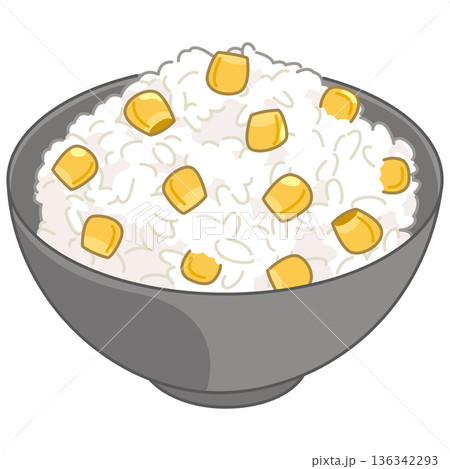 とうもろこしの炊き込みご飯のイラスト とうもろこしの炊き込みご飯のイラスト 136342293