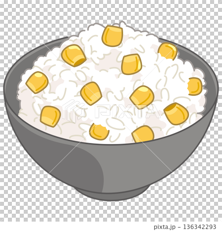 とうもろこしの炊き込みご飯のイラスト とうもろこしの炊き込みご飯のイラスト 136342293