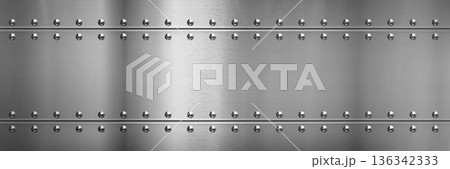 Steel metal border background with rivets, textureのイラスト素材 [136342333 ...