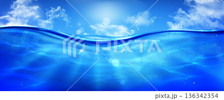 Underwater sea or ocean view with sunlight rays 136342354