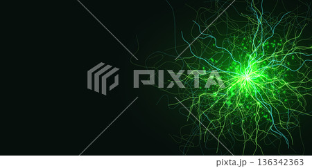 Medical Biotech Science Lab Research Background. Biotechnology Health Laboratory Backdrop for Bio Technology Forum Conference Design, Health Care Nano Tech. Green Cell Bacteria. Vector Illustration 136342363