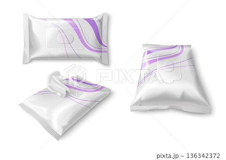 White wet wipe package mockup, 3d realistic 136342372