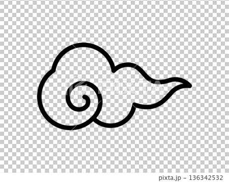 和風の雲をモチーフにしたシンプルな線画アイコン ベクターイラスト 和風の雲をモチーフにしたシンプルな線画アイコン ベクターイラスト 136342532