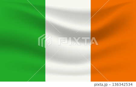 Ireland Flag with Fabric Folds Isolated Vector Ireland Flag with Fabric Folds Isolated Vector 136342534