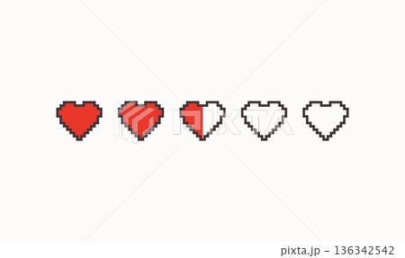Vector Pixel Hearts Vector Pixel Hearts 136342542