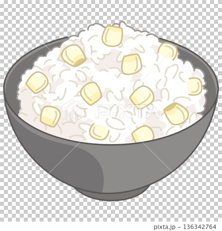 用白玉米煮熟的米飯示意圖 136342764