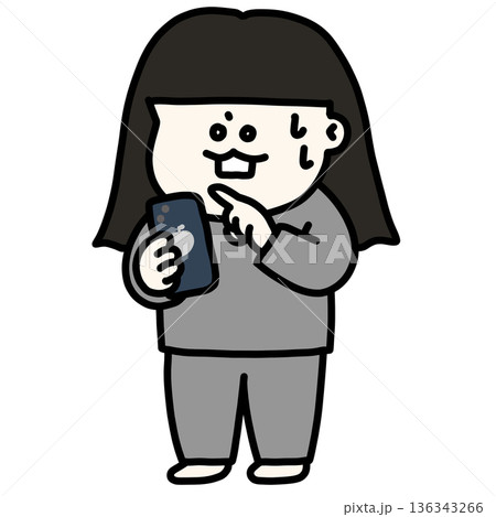 スマホを見て驚愕するニートの若い女性 136343266