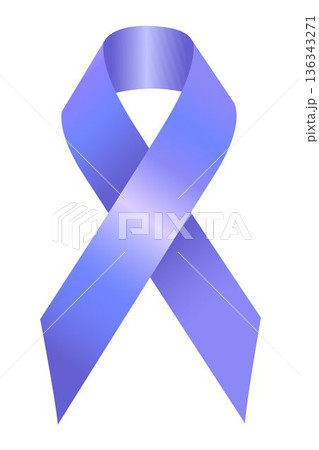 Periwinkle, lavender, light purple Cancer Awareness Ribbon Isolated on White Background. Vector Illustration. 136343271