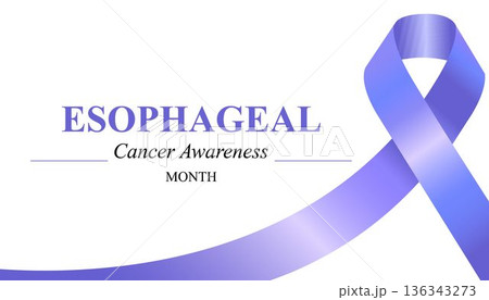 Esophageal Cancer Awareness Ribbon. April is Cancer Awareness Month. Design for banner, cards, prints, social media, poster, flyer and background design template. Realistic Vector Illustration 136343273
