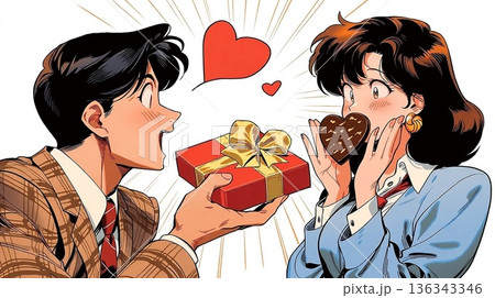 昭和レトロな女の子とチョコレート 136343346