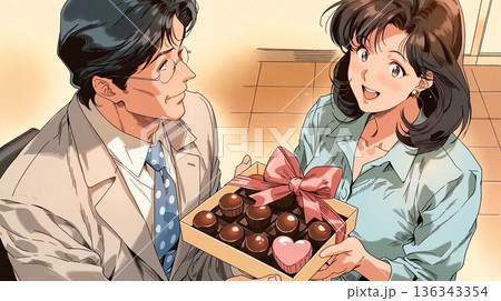 昭和レトロな女の子とチョコレート 136343354