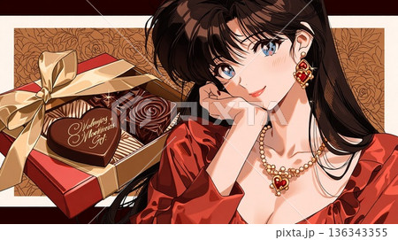 昭和レトロな女の子とチョコレート 136343355