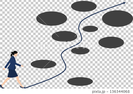 危険回避をするビジネスウーマンのイラスト 危険回避をするビジネスウーマンのイラスト 136344068