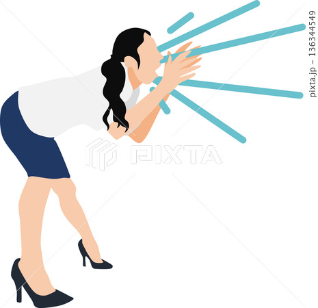 大声を出すビジネスウーマンのイラスト 136344549