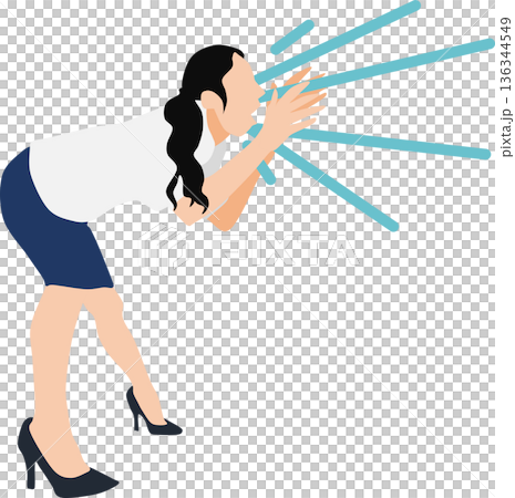 大声を出すビジネスウーマンのイラスト 136344549